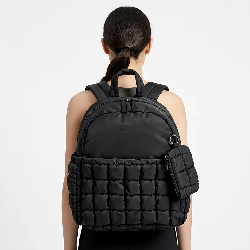 Women's Student Mini Backpack Puffy Lightweight Polyester Laptop Compartment Waterproof Summer Strap