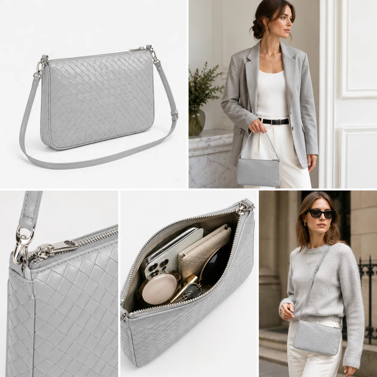 Woven PU Texturized Retro Fashion Autumn Portable Women's Medium Shoulder/Crossbody Bag Simple Light High Quality Cover Closure