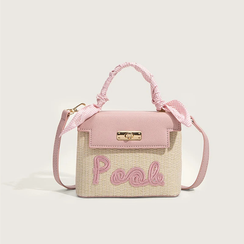 Woven Straw Bag Women's Summer 2022 New Portable Messenger Small square Bag