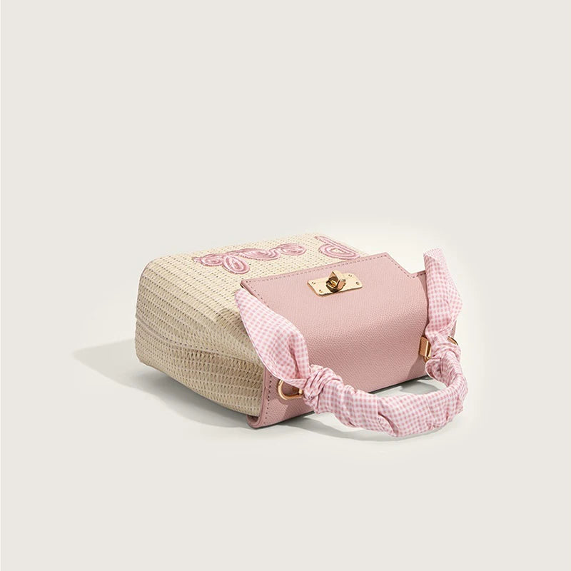 Woven Straw Bag Women's Summer 2022 New Portable Messenger Small square Bag