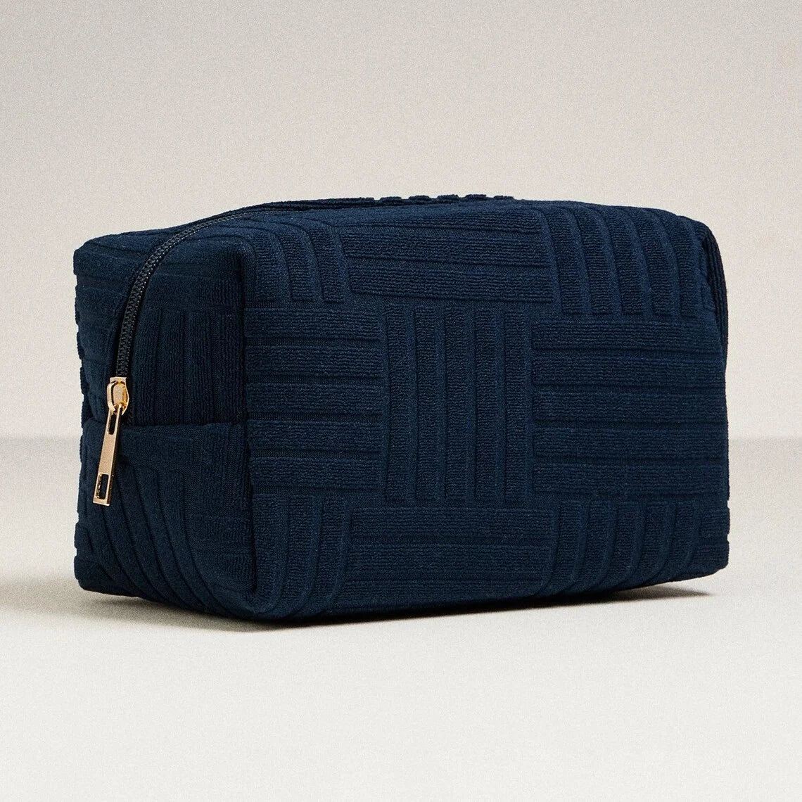 Zippered Travel Makeup Pouch Textured Terrycloth Toiletry Bag Daily Skincare Large Size Cosmetics Bag