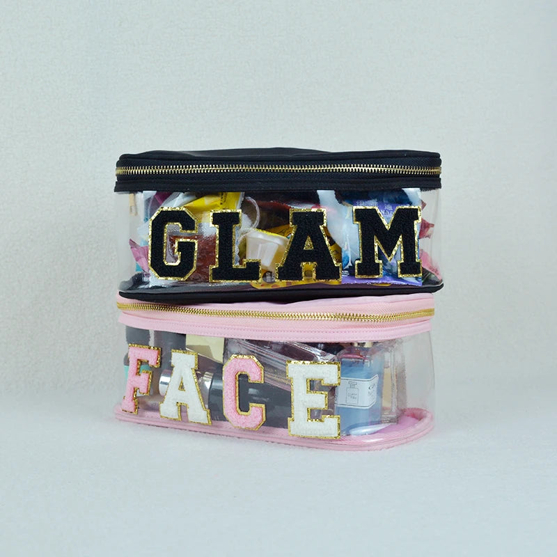 clear Plastic Pouches Clutch Transparent Pvc Cosmetic Makeup Bag Custom logo