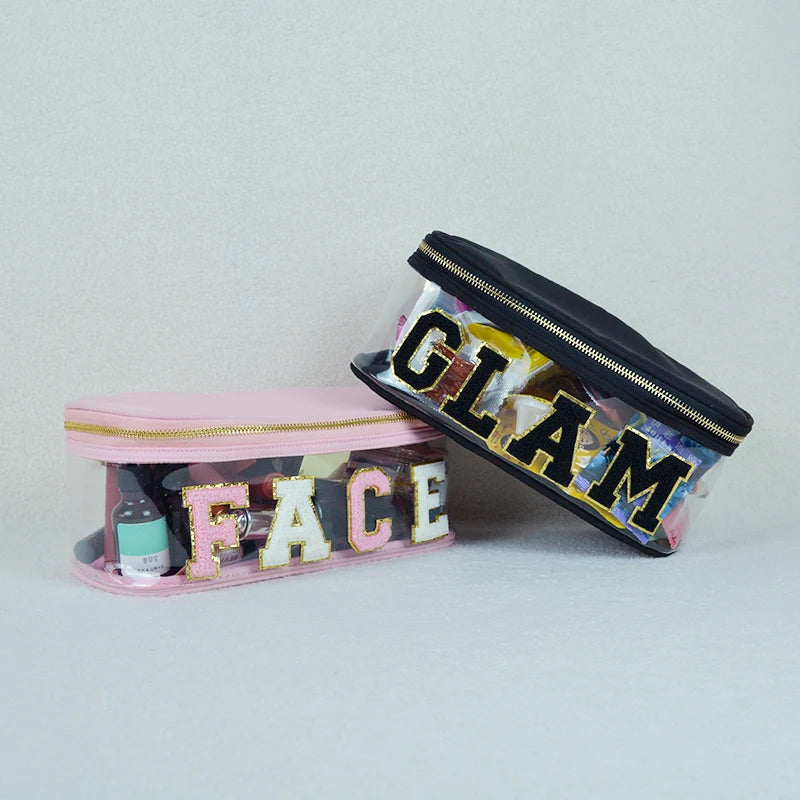 clear Plastic Pouches Clutch Transparent Pvc Cosmetic Makeup Bag Custom logo