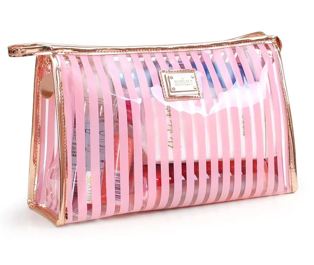 clear Waterproof Pvc Transparent Waterproof Cosmetic Bags Custom logo Makeup Bag with Front