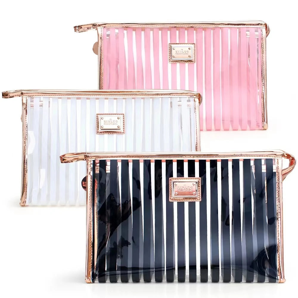 clear Waterproof Pvc Transparent Waterproof Cosmetic Bags Custom logo Makeup Bag with Front