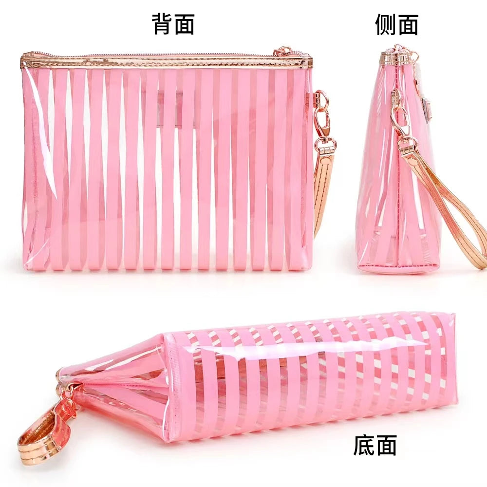 clear Waterproof Pvc Transparent Waterproof Cosmetic Bags Custom logo Makeup Bag with Front